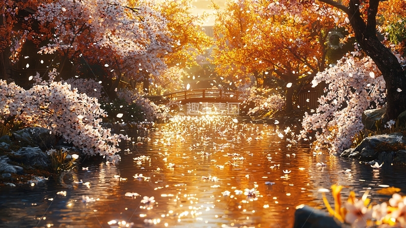 高清大图下载【趣麦麦图】秋日暖阳下的日式庭院