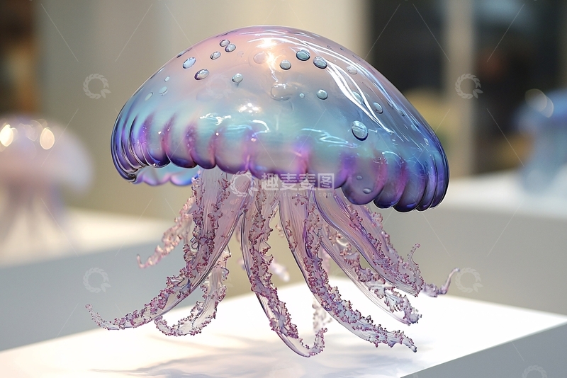高清大图下载【趣麦麦图】玻璃水母工艺品