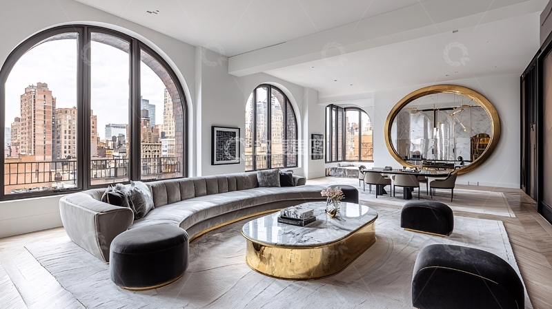 高清大图下载【趣麦麦图】现代奢华公寓客厅