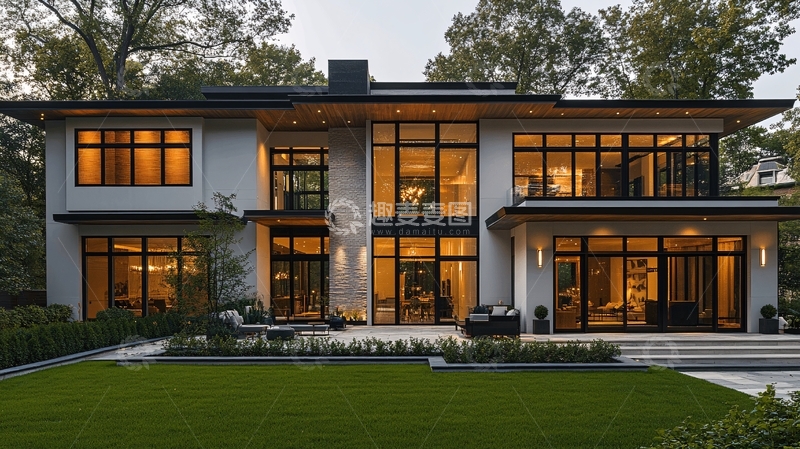 高清大图下载【趣麦麦图】现代简约别墅夜景