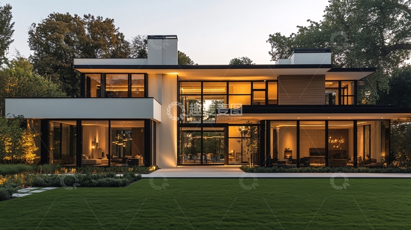 高清大图下载【趣麦麦图】现代简约别墅夜景