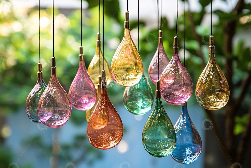 高清大图下载【趣麦麦图】彩色玻璃水滴吊饰