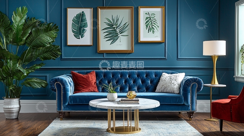高清大图下载【趣麦麦图】蓝色调客厅