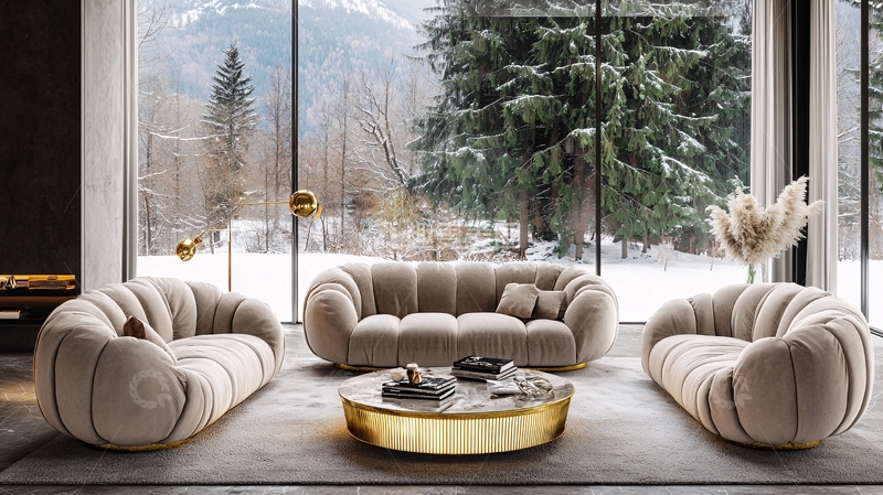 高清大图下载【趣麦麦图】现代轻奢客厅沙发组合