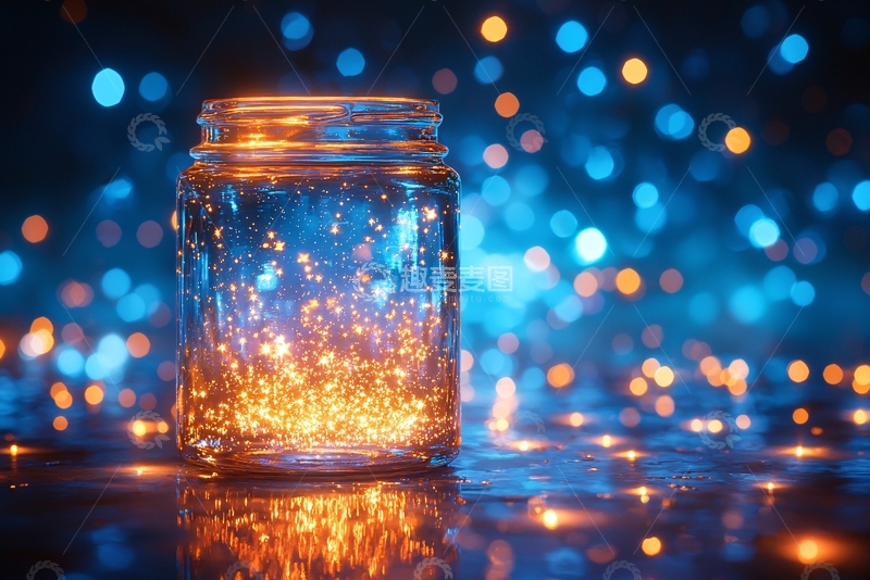 高清大图下载【趣麦麦图】玻璃罐里的闪光灯