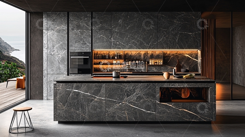 高清大图下载【趣麦麦图】极简灰色系现代化厨房