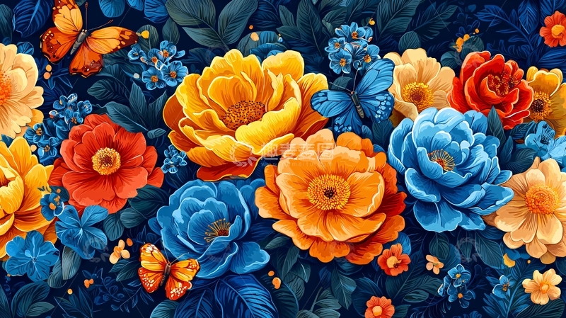 高清大图下载【趣麦麦图】绚丽多彩的花卉图案