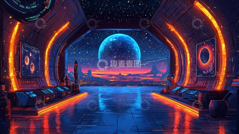 高清大图下载【趣麦麦图】宇宙飞船内部景观