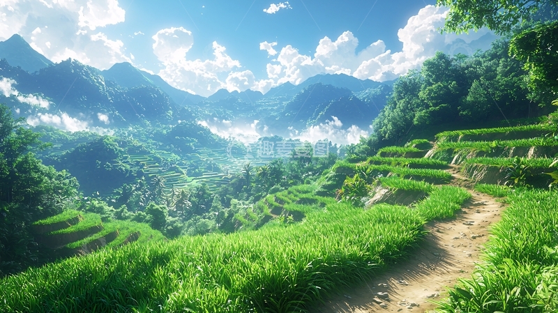 高清大图下载【趣麦麦图】阳光下的梯田美景