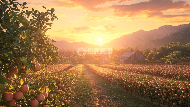 高清大图下载【趣麦麦图】日落乡间田园风光