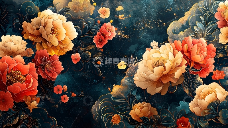 高清大图下载【趣麦麦图】水墨牡丹