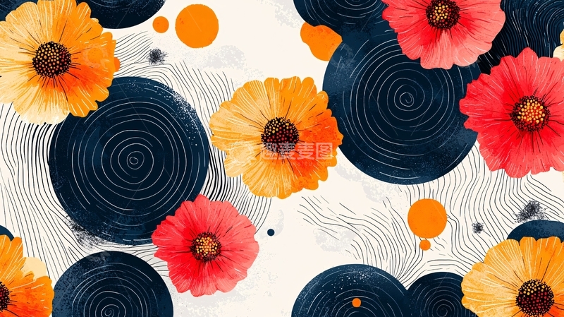 高清大图下载【趣麦麦图】抽象花卉图案