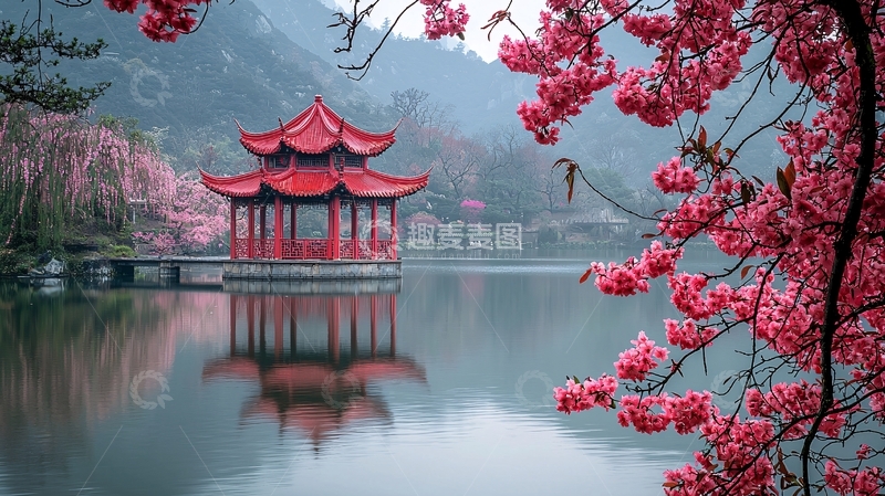 高清大图下载【趣麦麦图】红亭倒影