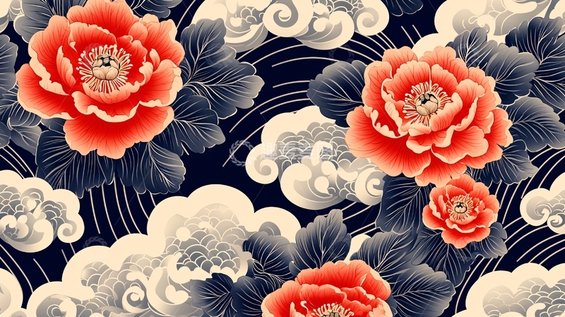 高清大图下载【趣麦麦图】牡丹花纹图案