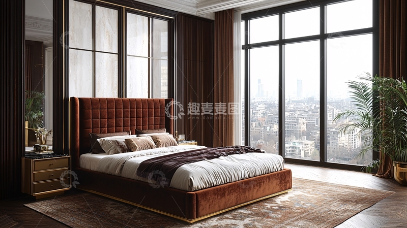 高清大图下载【趣麦麦图】现代轻奢卧室床