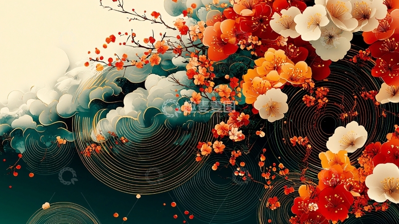 高清大图下载【趣麦麦图】水墨花朵