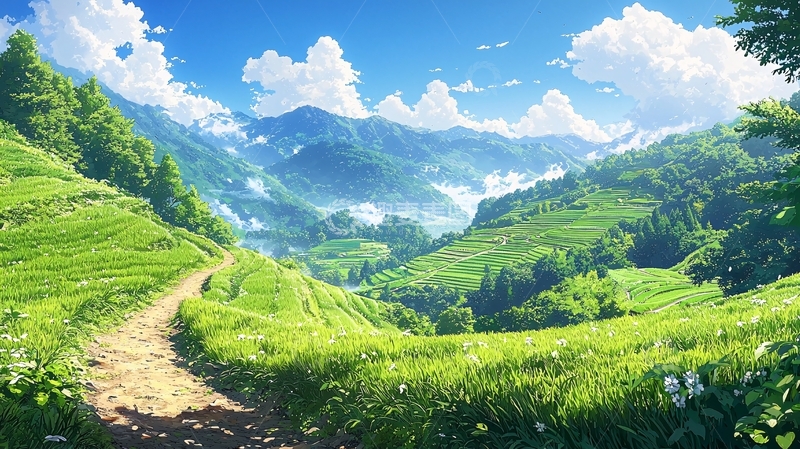 高清大图下载【趣麦麦图】阳光下的绿色山谷