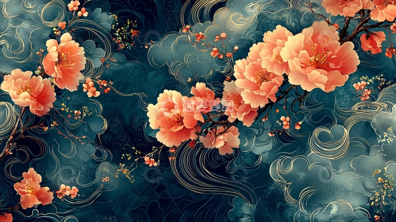 高清大图下载【趣麦麦图】水墨桃花