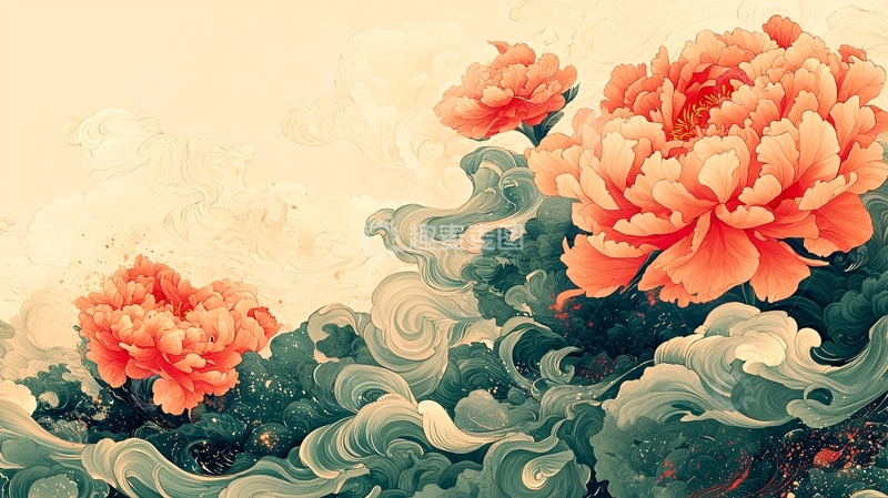 高清大图下载【趣麦麦图】水墨丹青牡丹花