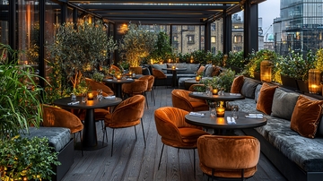 高端餐厅露台夜景