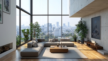 现代简约落地窗客厅