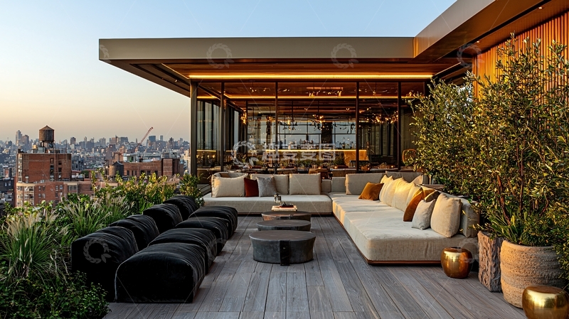 高清大图下载【趣麦麦图】高端住宅顶层露台