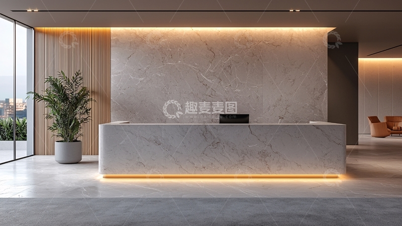 高清大图下载【趣麦麦图】现代简约大理石酒店前台