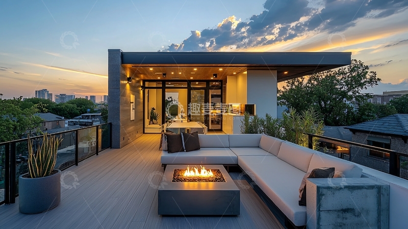高清大图下载【趣麦麦图】现代简约风格屋顶露台