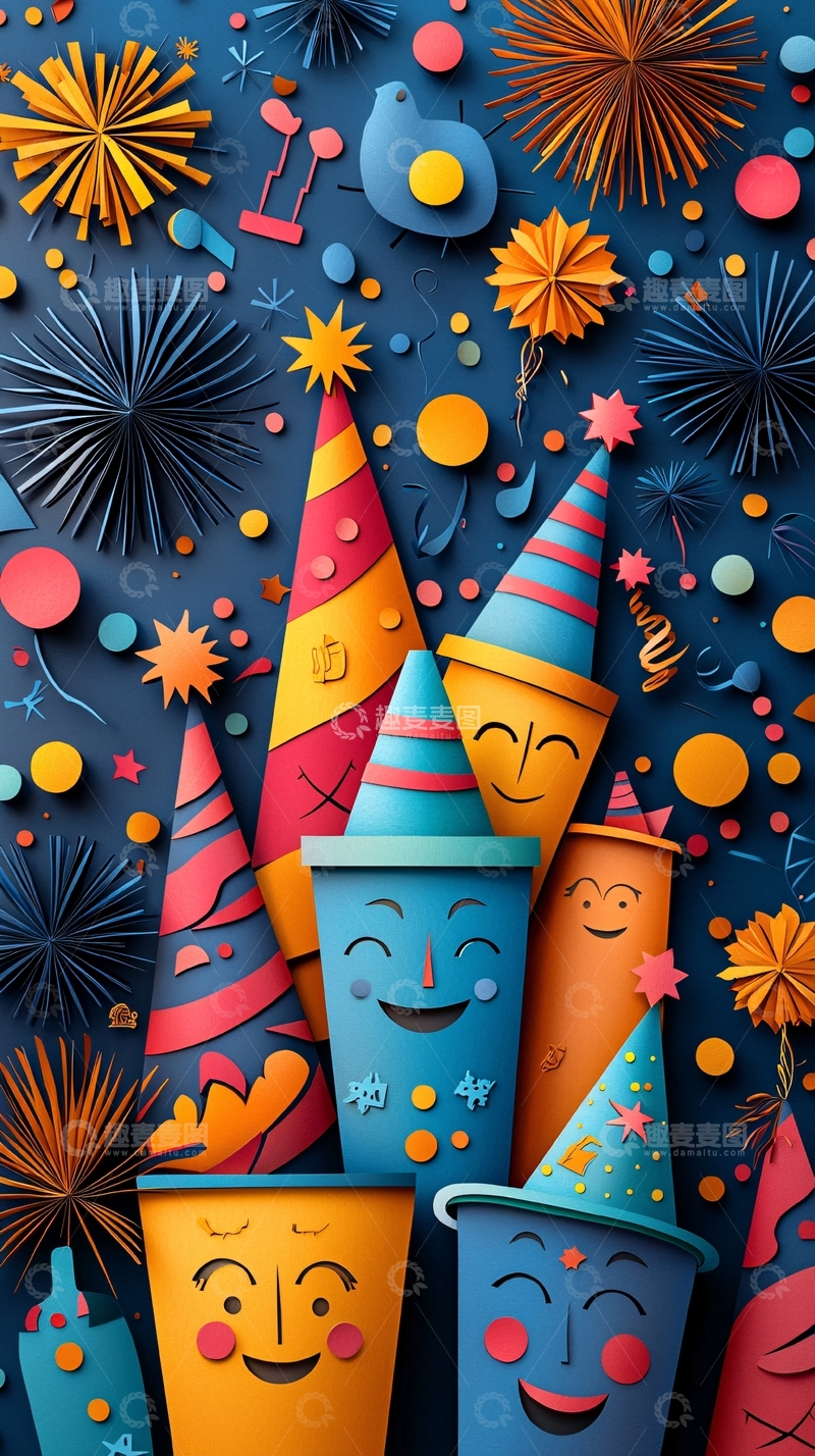 高清大图下载【趣麦麦图】彩色纸杯人派对