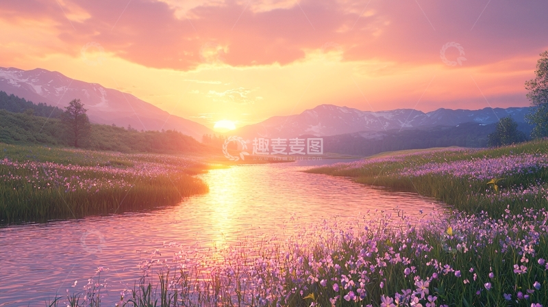 高清大图下载【趣麦麦图】日出山河