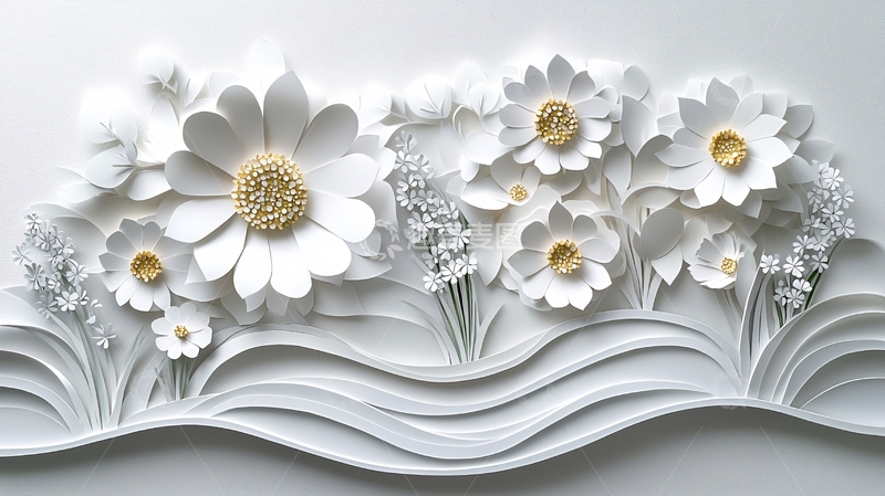 高清大图下载【趣麦麦图】白色立体花朵壁纸