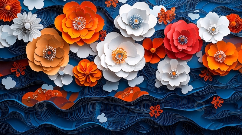 高清大图下载【趣麦麦图】立体纸花