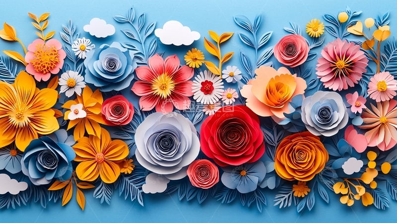 高清大图下载【趣麦麦图】彩色手工纸花