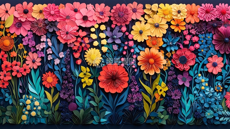 高清大图下载【趣麦麦图】彩色纸艺花卉壁纸