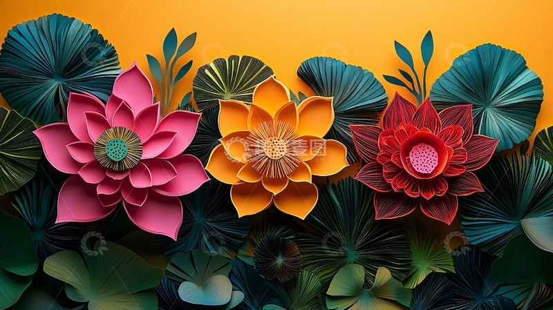 高清大图下载【趣麦麦图】彩色纸艺花朵