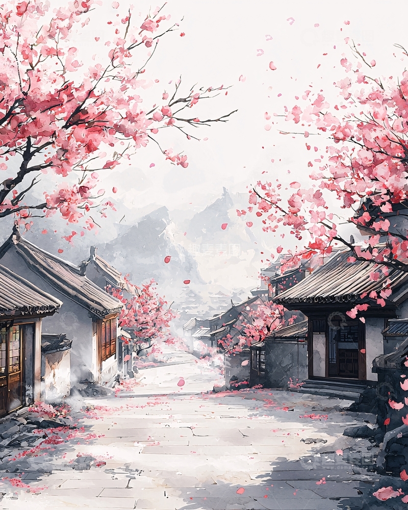 高清大图下载【趣麦麦图】樱花街道