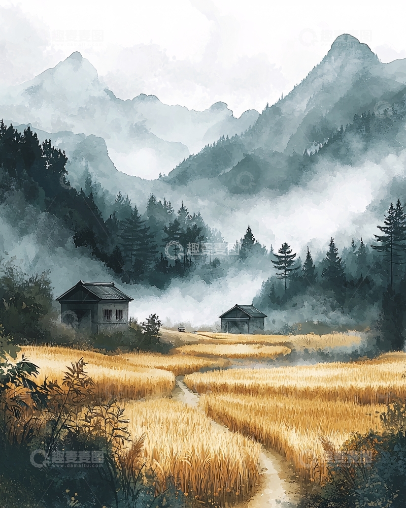 高清大图下载【趣麦麦图】山间小屋
