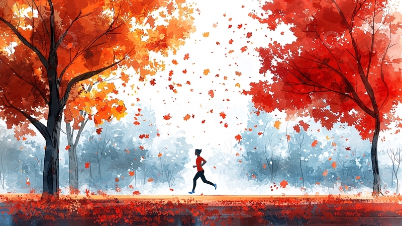 高清大图下载【趣麦麦图】秋日跑步
