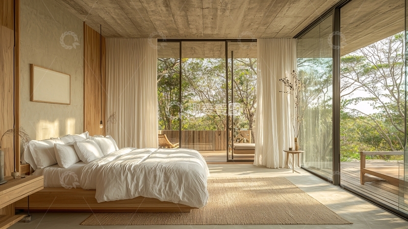 高清大图下载【趣麦麦图】极简风卧室落地窗设计