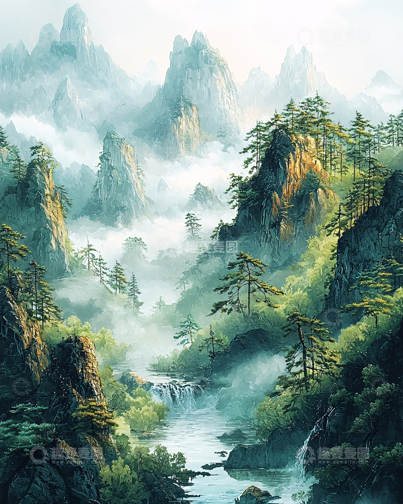 高清大图下载【趣麦麦图】仙境山水画