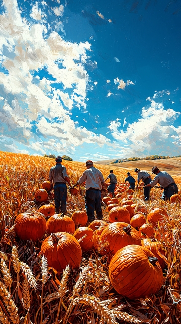 秋收时节南瓜丰收景象