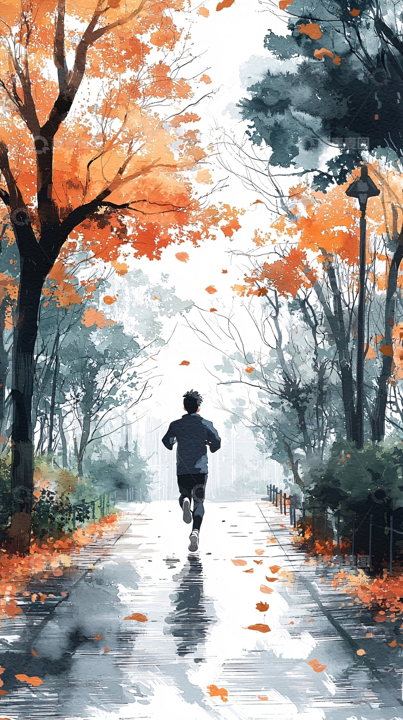 高清大图下载【趣麦麦图】秋季跑步