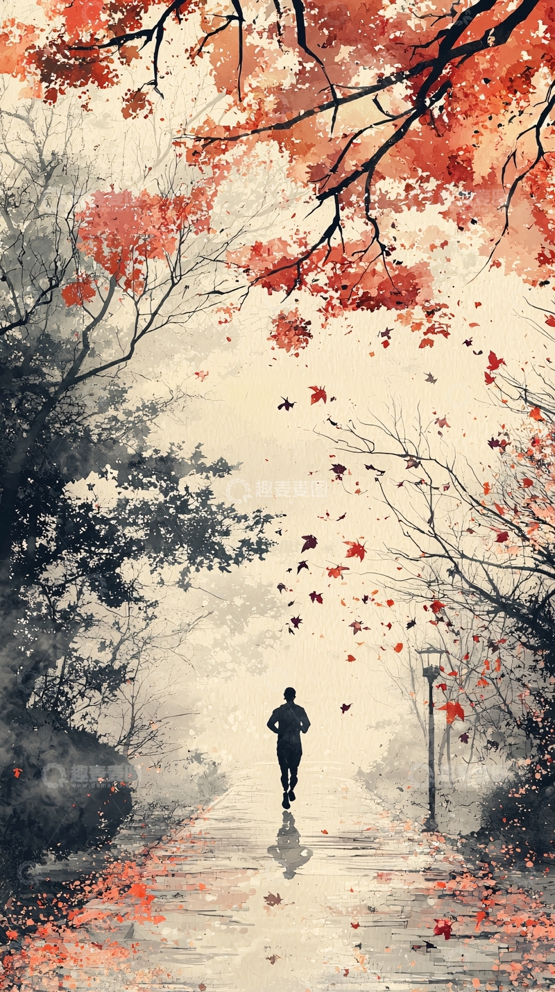 高清大图下载【趣麦麦图】秋季跑步