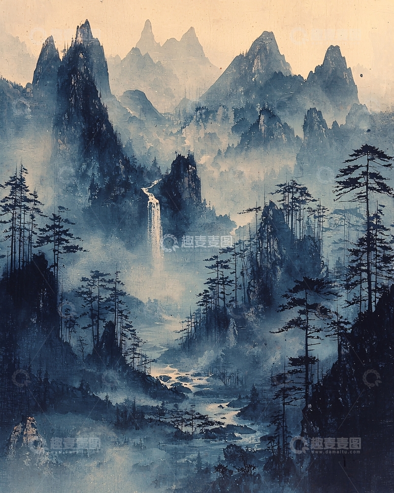 高清大图下载【趣麦麦图】水墨山水画932