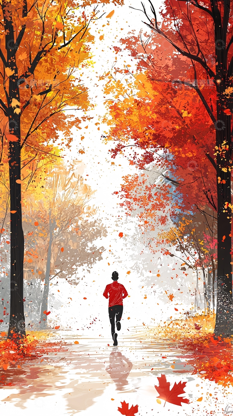 高清大图下载【趣麦麦图】秋季跑步