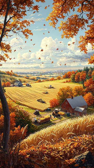 秋收时节的田园风光