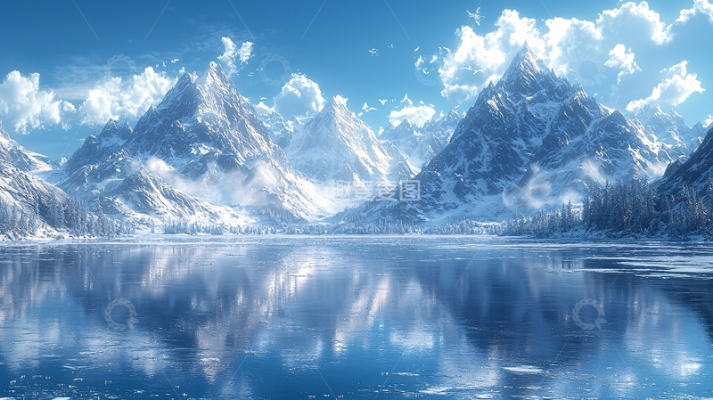 高清大图下载【趣麦麦图】雪山湖泊风景