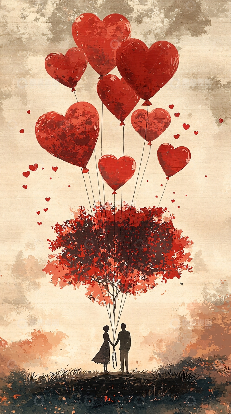 高清大图下载【趣麦麦图】爱心气球