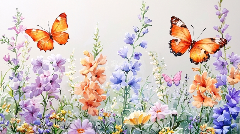 高清大图下载【趣麦麦图】蝴蝶花丛