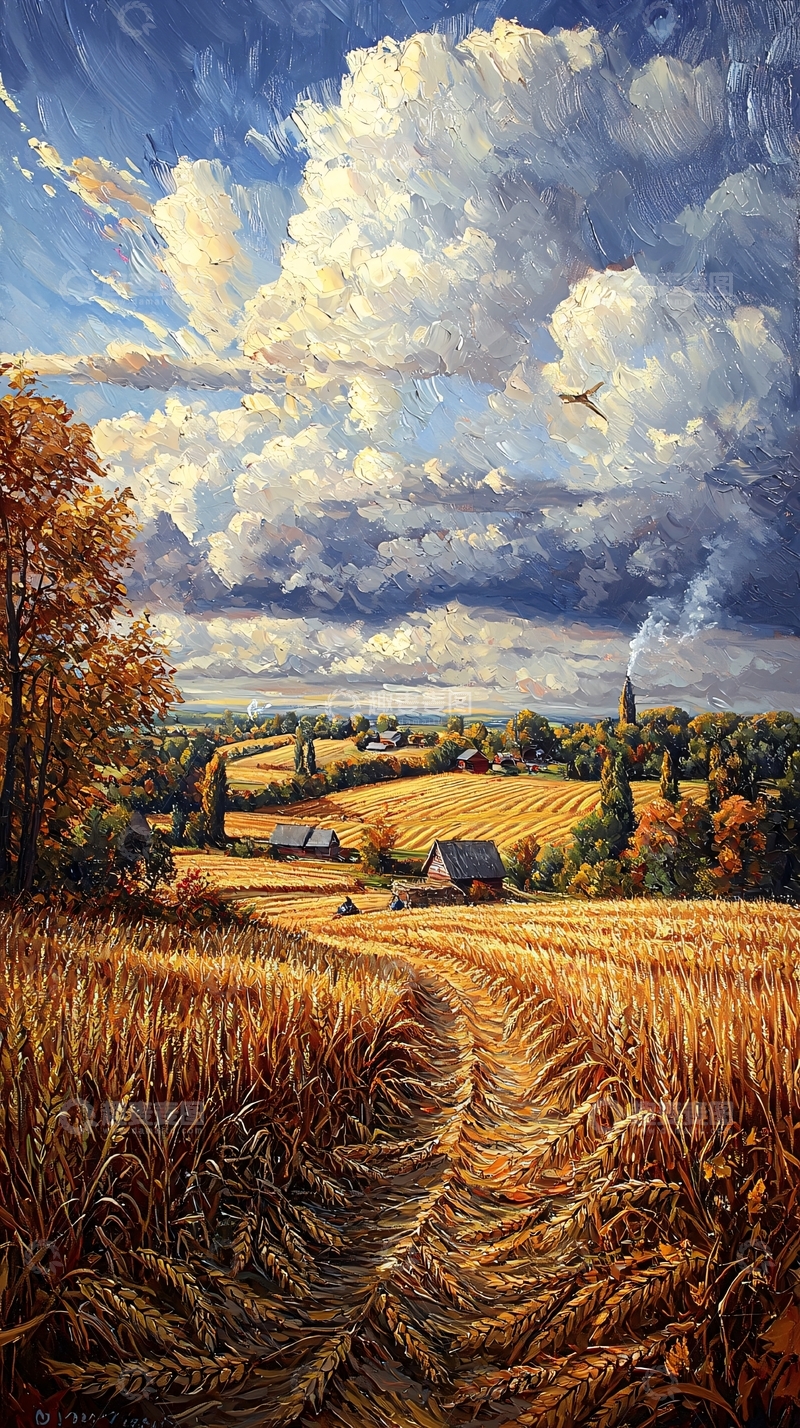 高清大图下载【趣麦麦图】田园风光油画